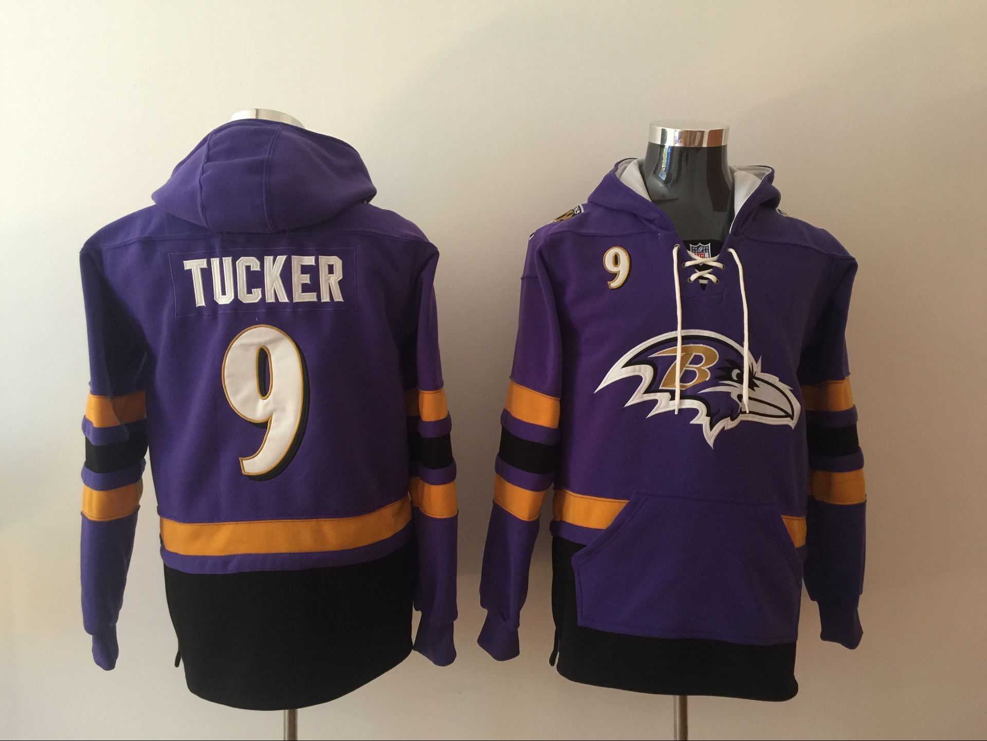 Men NFL Nike Baltimore Ravens #9 Tucker Purple Sweatshirts->new orleans saints->NFL Jersey